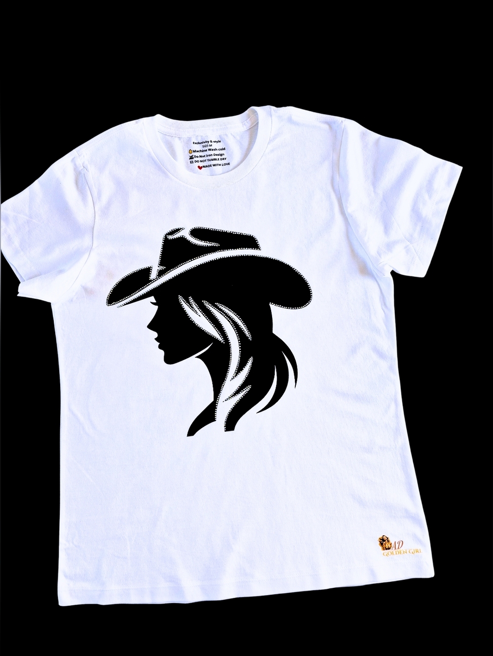 Boutique Hand-Rhinestoned Cowgirl Graphic Tee - Premium Crystals